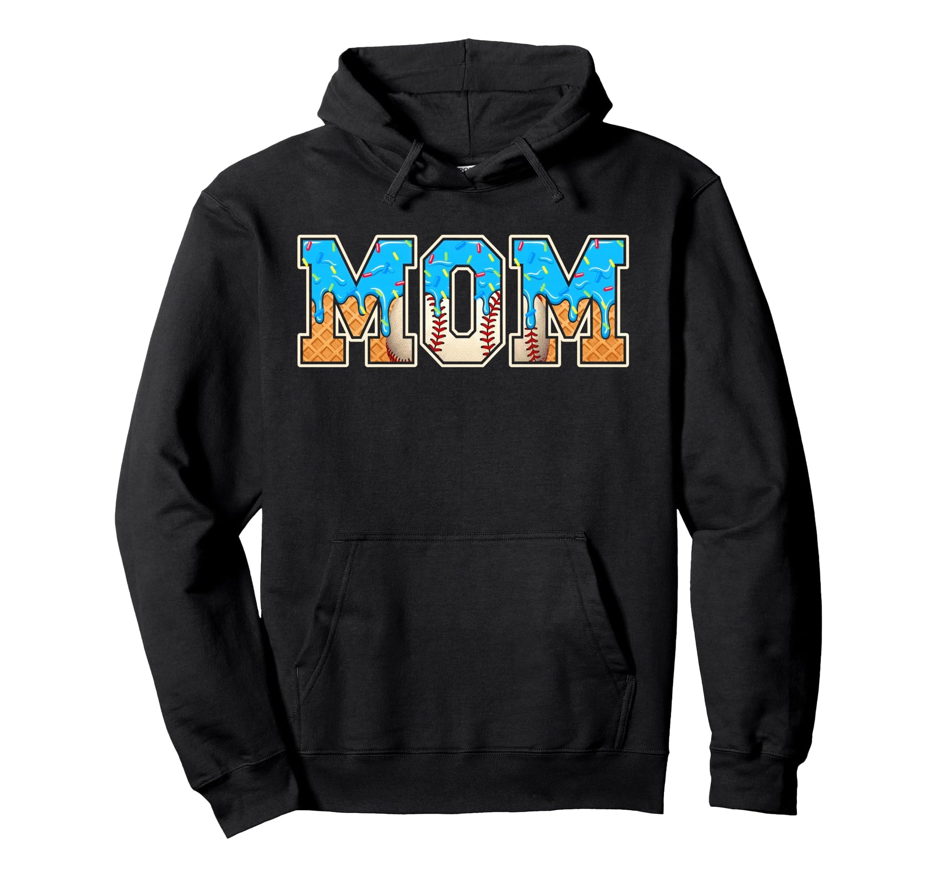 Baseball Mom Funny Mothers Day Ice Hoodie - Casual Everyday Wear Men Women - T-Shirt, Sweatshirt, Hoodie
