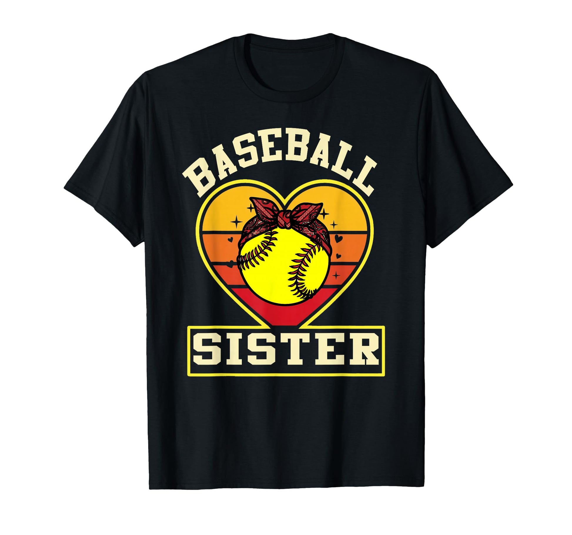 Baseball Sister Sunset Heart Bow T-Shirt - Minimalist Print Men Women - T-Shirt, Sweatshirt, Hoodie