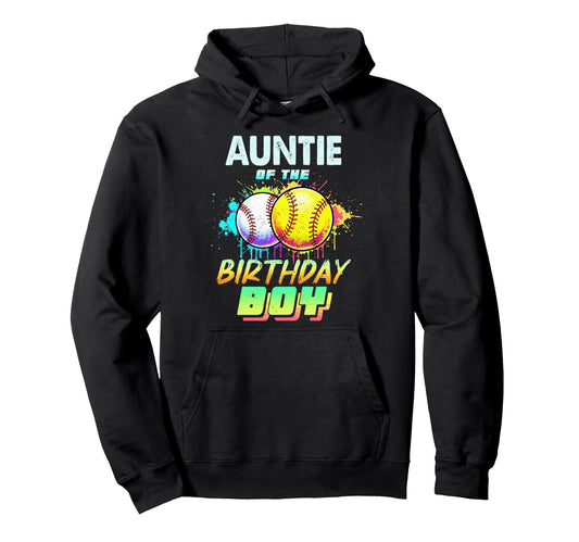 Auntie Birthday Baseball Softball Hoodie - Custom Art Print Men Women - T-Shirt, Sweatshirt, Hoodie