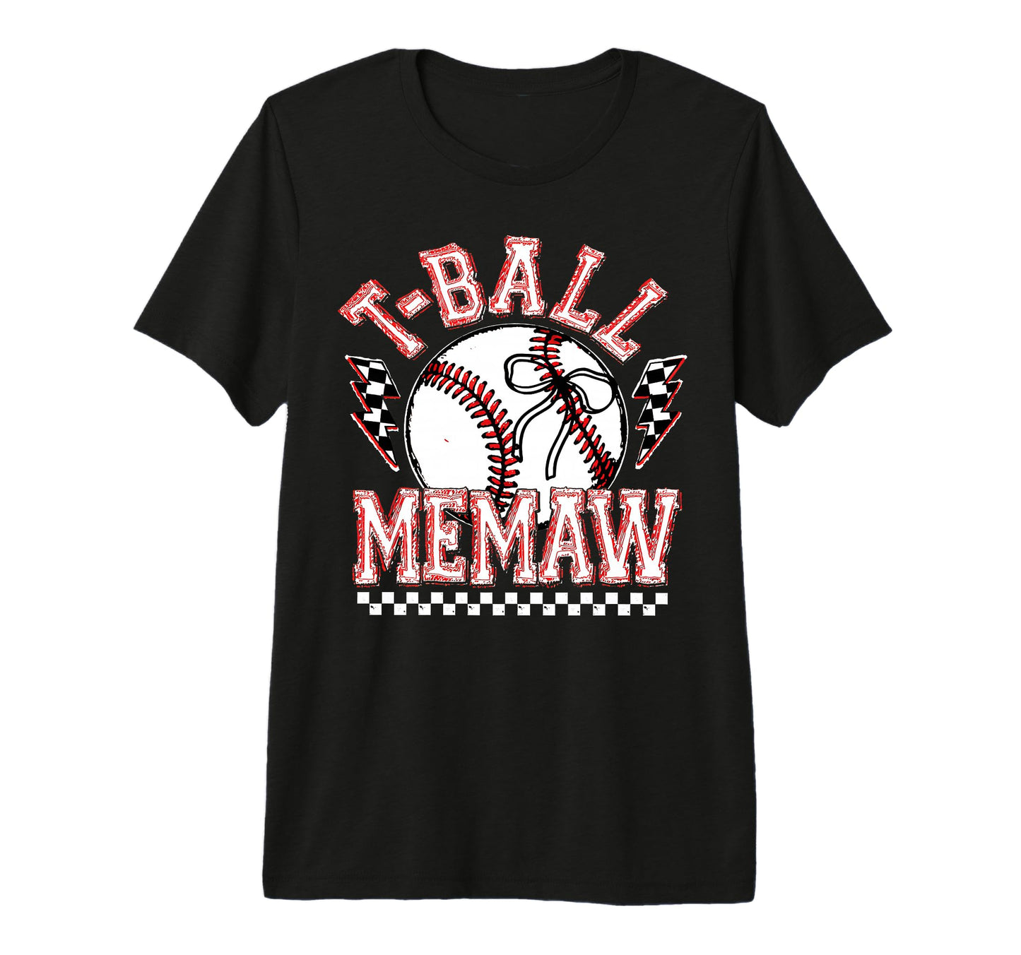 T Ball Memaw Checkered Coquette Bow T-Shirt - Unique Graphic Men Women - T-Shirt, Sweatshirt, Hoodie