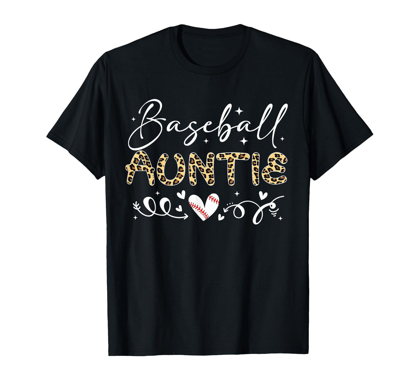 Baseball Auntie Leopard Baseball Heart T-Shirt - Unique Graphic Men Women - T-Shirt, Sweatshirt, Hoodie
