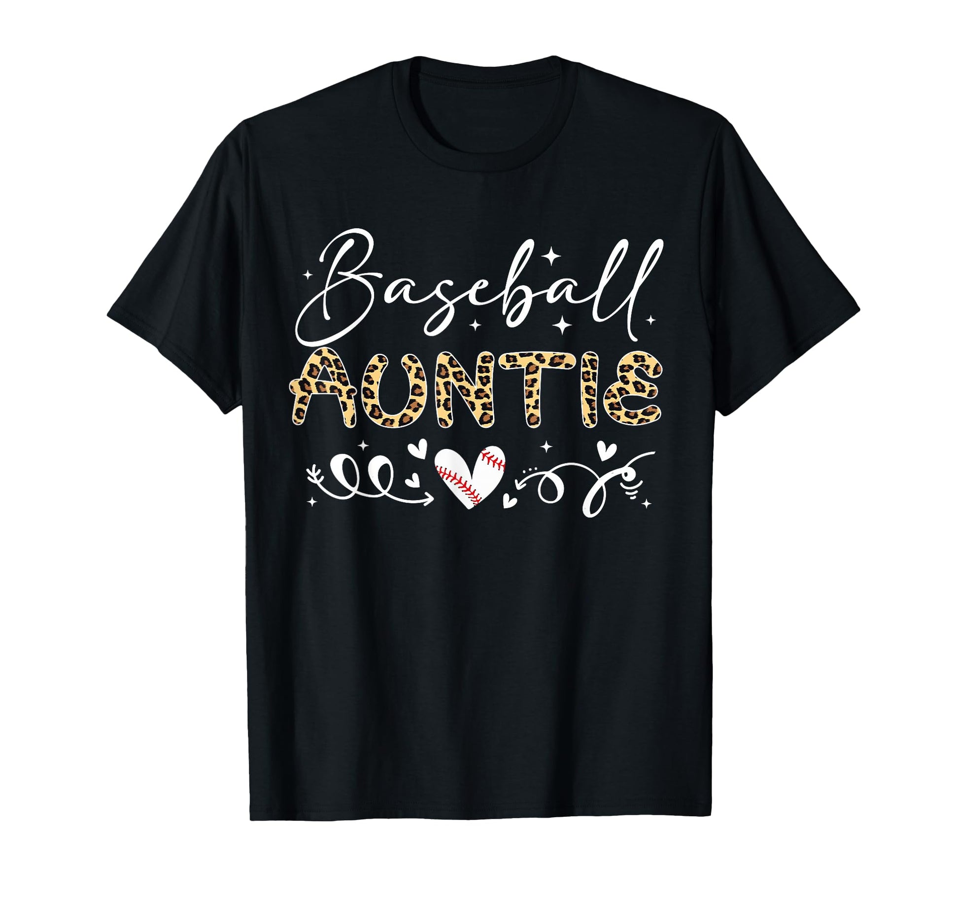 Baseball Auntie Leopard Baseball Heart T-Shirt - Unique Graphic Men Women - T-Shirt, Sweatshirt, Hoodie