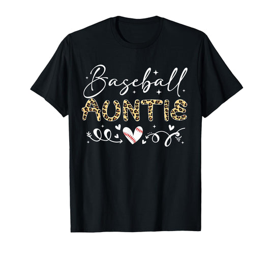 Baseball Auntie Leopard Baseball Heart T-Shirt - Unique Graphic Men Women - T-Shirt, Sweatshirt, Hoodie