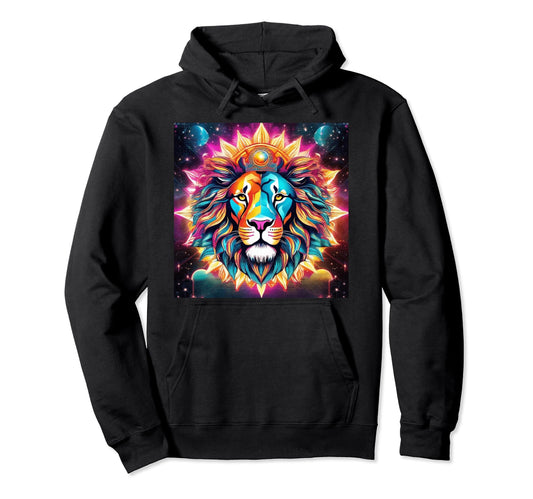 80S Synthwave Lion Anime Royal Cat Hoodie - Graphic Print Men Women - T-Shirt, Sweatshirt, Hoodie