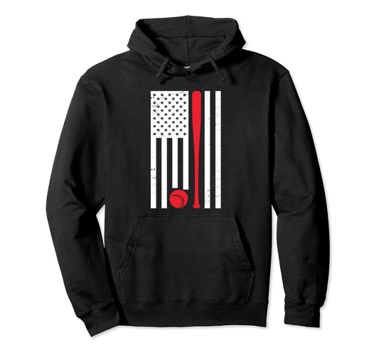 American Flag Baseball Hoodie - Trendy Graphic Men Women - T-Shirt, Sweatshirt, Hoodie