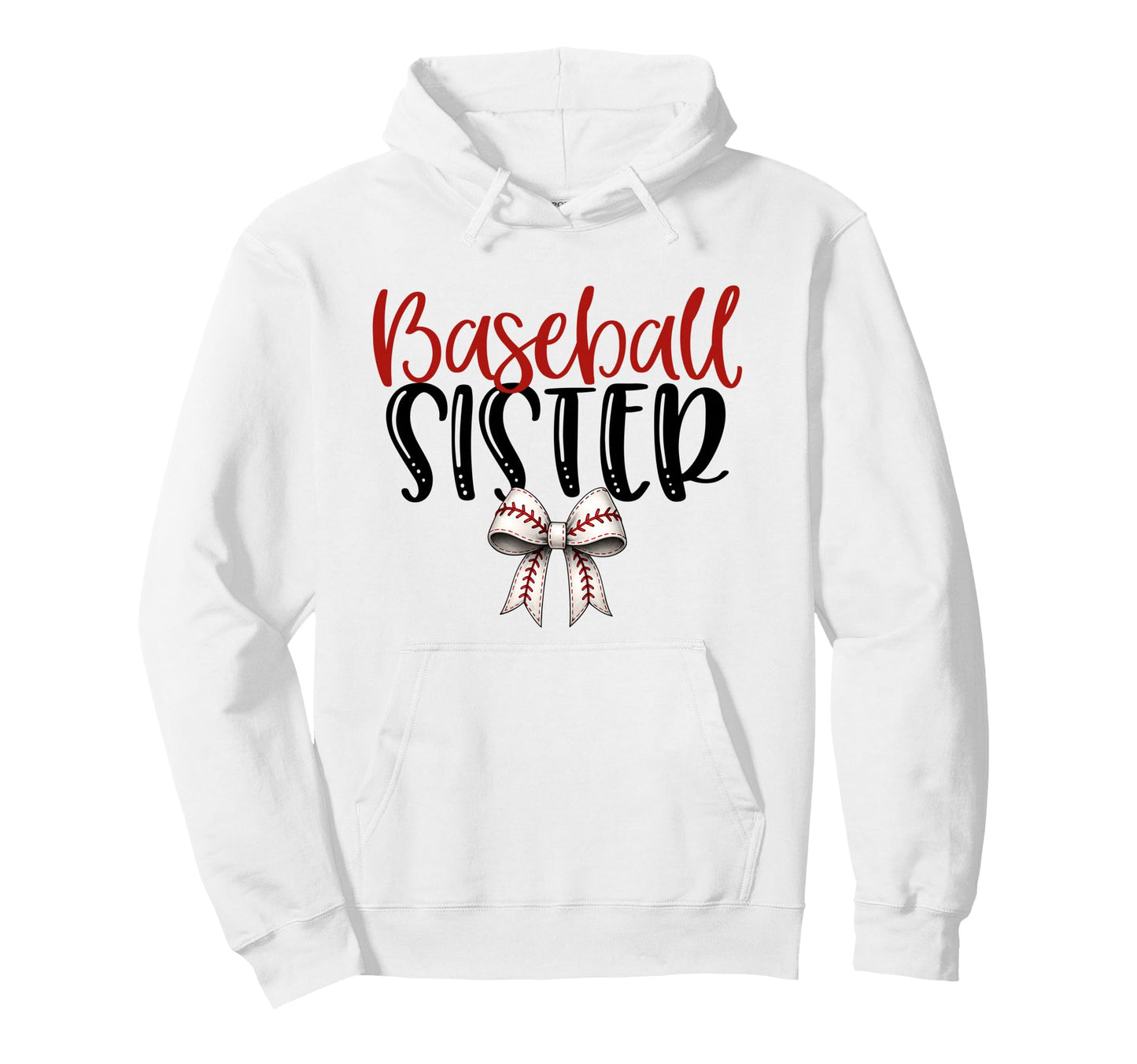 Baseball Sister Coquette Bow Game Day Hoodie - Casual Everyday Wear Unisex - T-Shirt, Sweatshirt, Hoodie