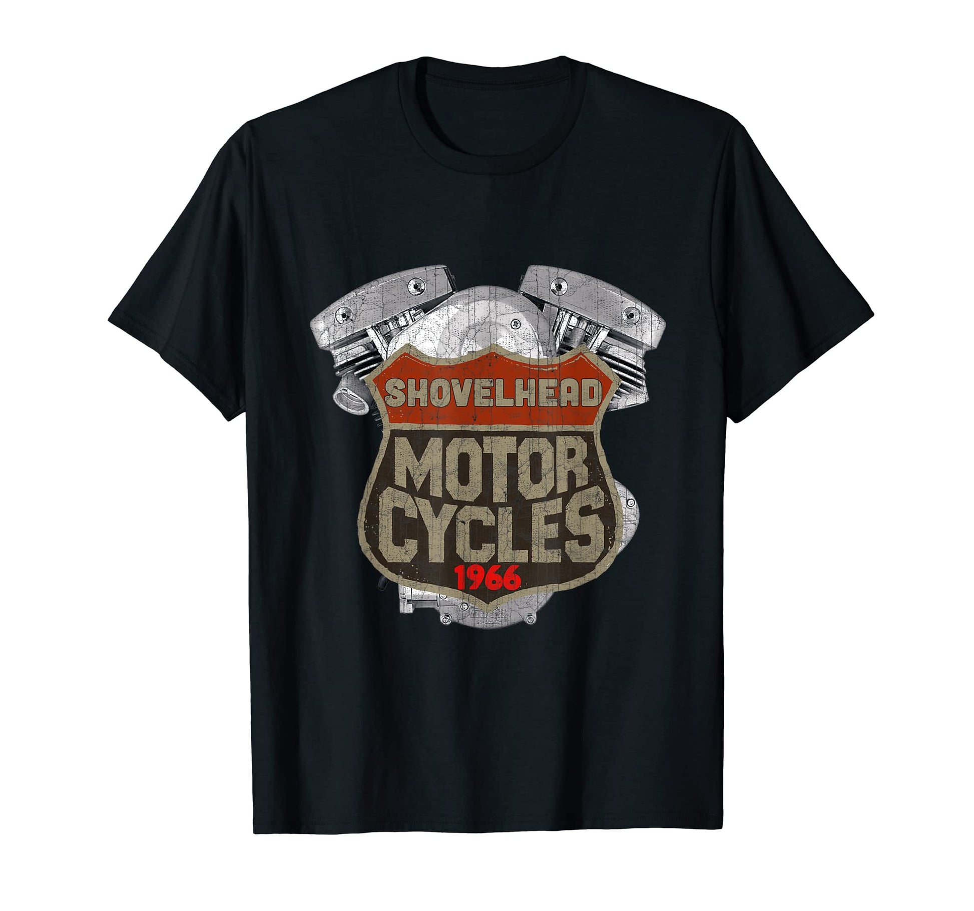 1966 Shovelhead Motorcycle Distressed T-Shirt - Graphic Print Men Women - T-Shirt, Sweatshirt, Hoodie