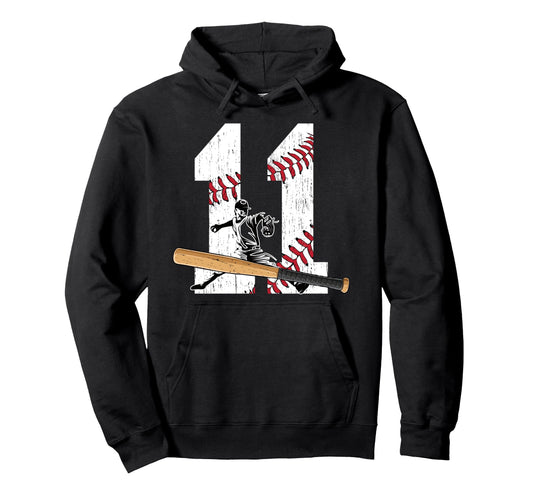 11Th Birthday Party Baseball Eleven Hoodie - Minimalist Print Men Women - T-Shirt, Sweatshirt, Hoodie