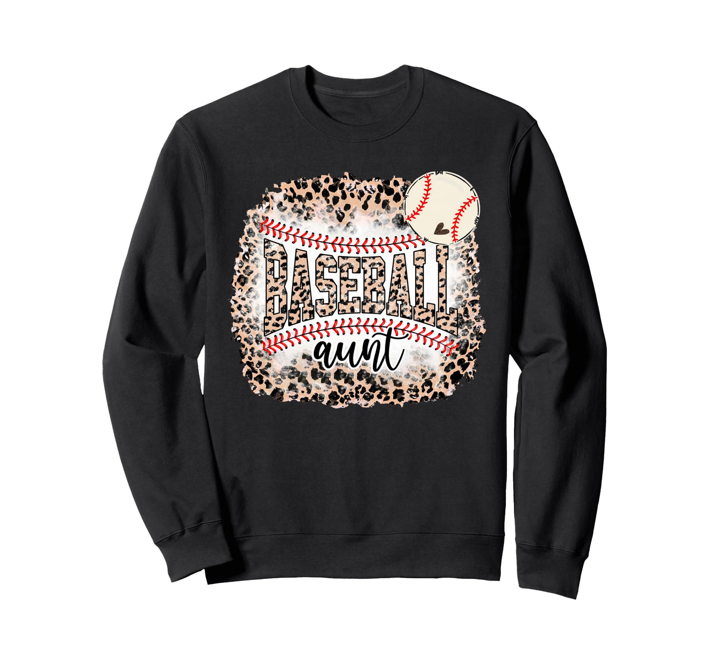 Baseball Aunt Leopard Softball Sweatshirt - Custom Art Print for Adults - T-Shirt, Sweatshirt, Hoodie