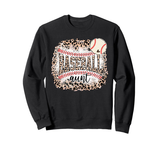 Baseball Aunt Leopard Softball Sweatshirt - Custom Art Print for Adults - T-Shirt, Sweatshirt, Hoodie