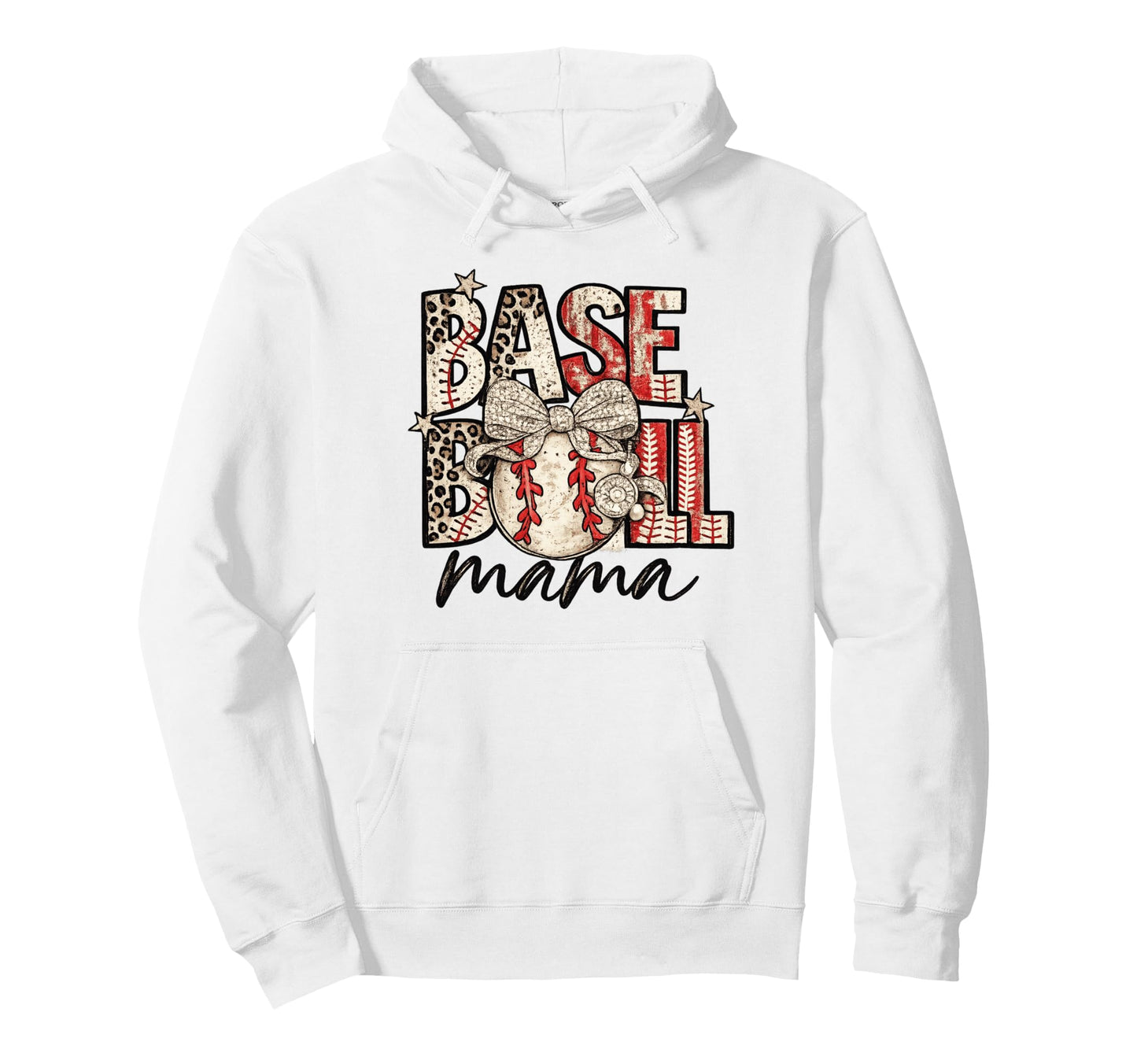 Base Ball Mama Leopard Baseball Mom Hoodie - Casual Everyday Wear Unisex - T-Shirt, Sweatshirt, Hoodie