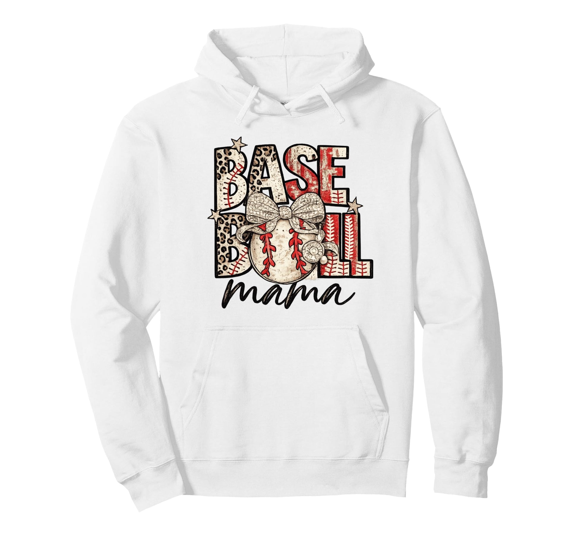 Base Ball Mama Leopard Baseball Mom Hoodie - Casual Everyday Wear Unisex - T-Shirt, Sweatshirt, Hoodie
