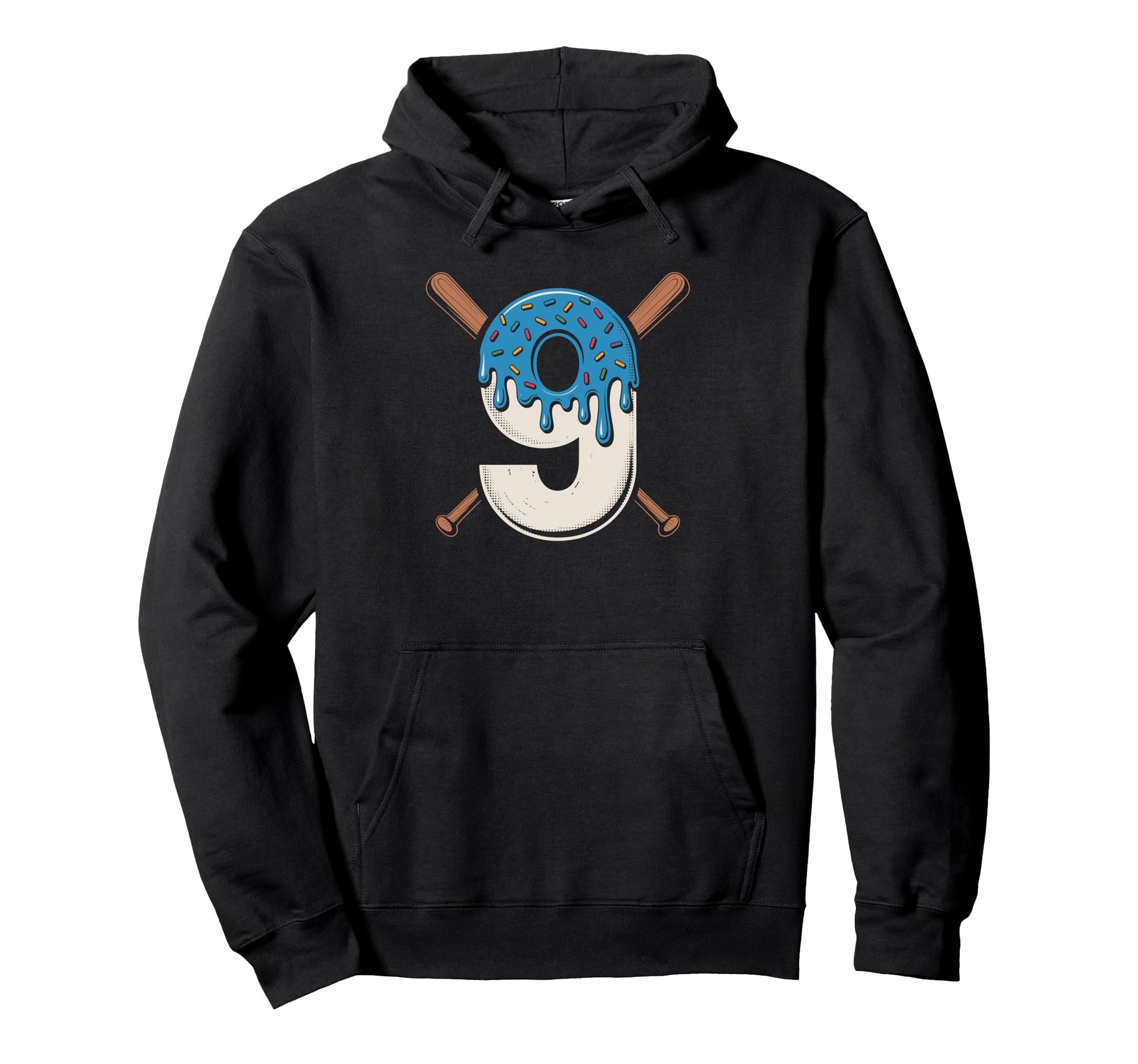 Baseball Birthday Drip Art Nine Year Hoodie - Custom Art Print Unisex - T-Shirt, Sweatshirt, Hoodie