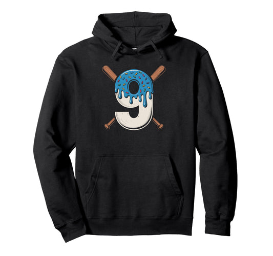 Baseball Birthday Drip Art Nine Year Hoodie - Custom Art Print Unisex - T-Shirt, Sweatshirt, Hoodie
