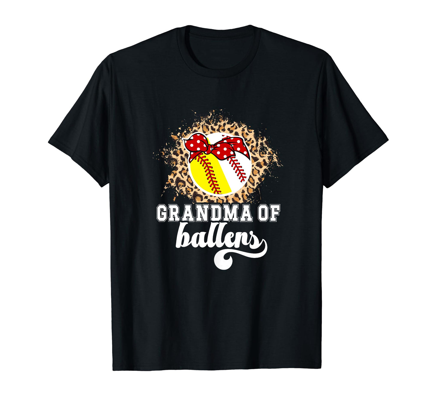 Grandma Ballers Leopard Softball Baseball T-Shirt - Novelty Apparel Unisex - T-Shirt, Sweatshirt, Hoodie