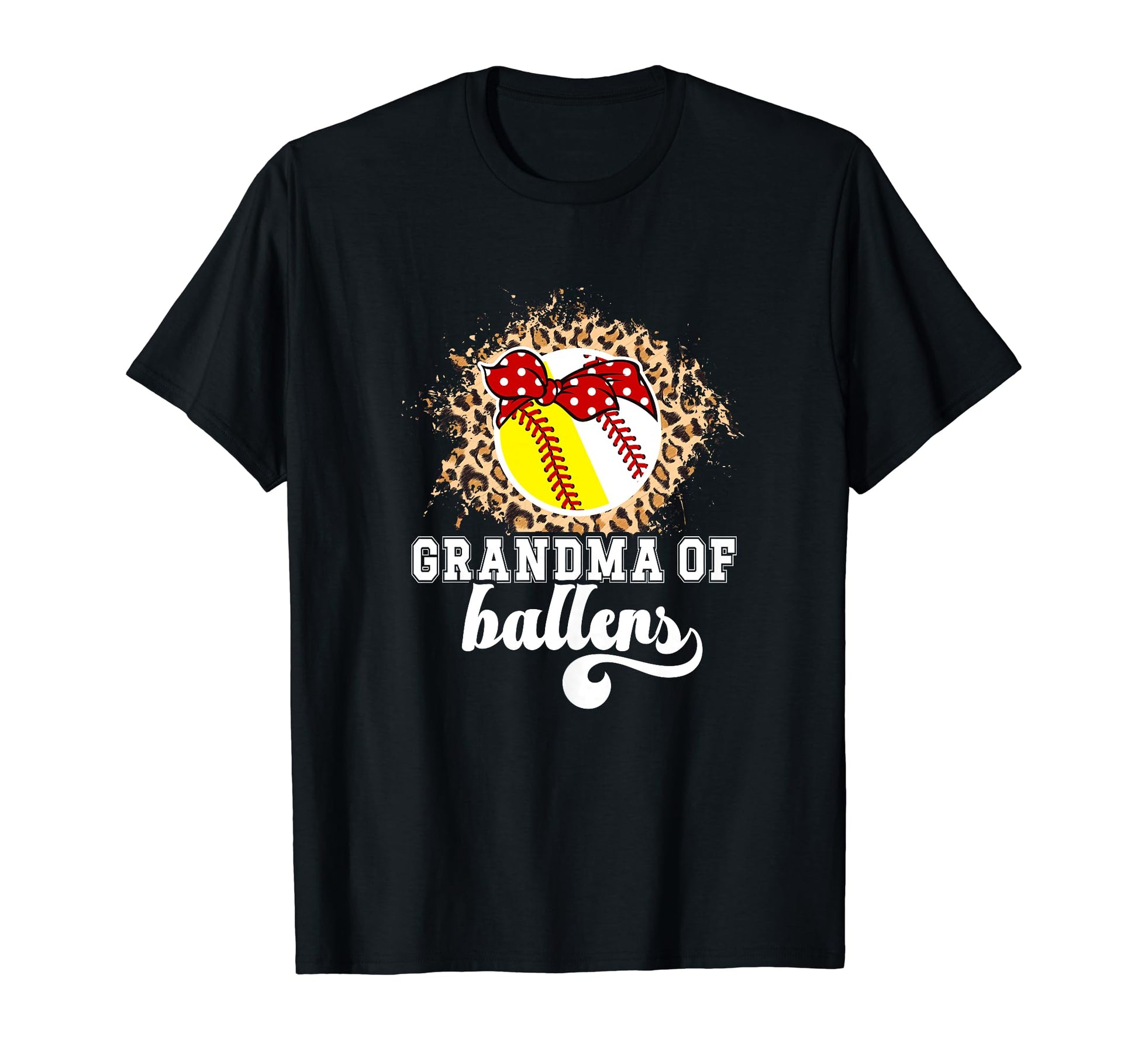 Grandma Ballers Leopard Softball Baseball T-Shirt - Novelty Apparel Unisex - T-Shirt, Sweatshirt, Hoodie