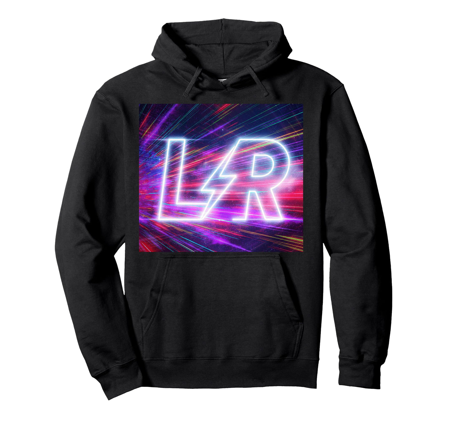 Lr Lightning Lettermark Synthwave Hoodie - Fun Novelty Design Men Women - T-Shirt, Sweatshirt, Hoodie