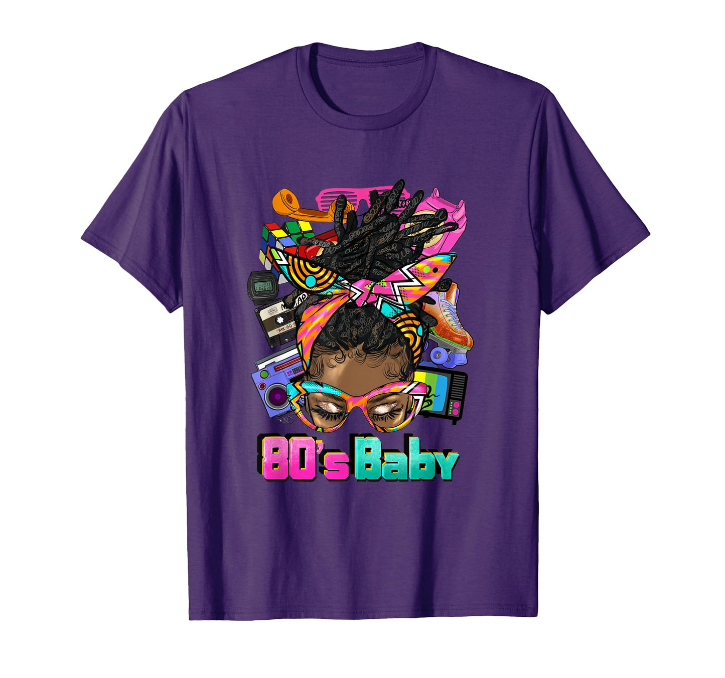 80S Afro Messy Bun African T-Shirt - Fun Novelty Design for Adults - T-Shirt, Sweatshirt, Hoodie