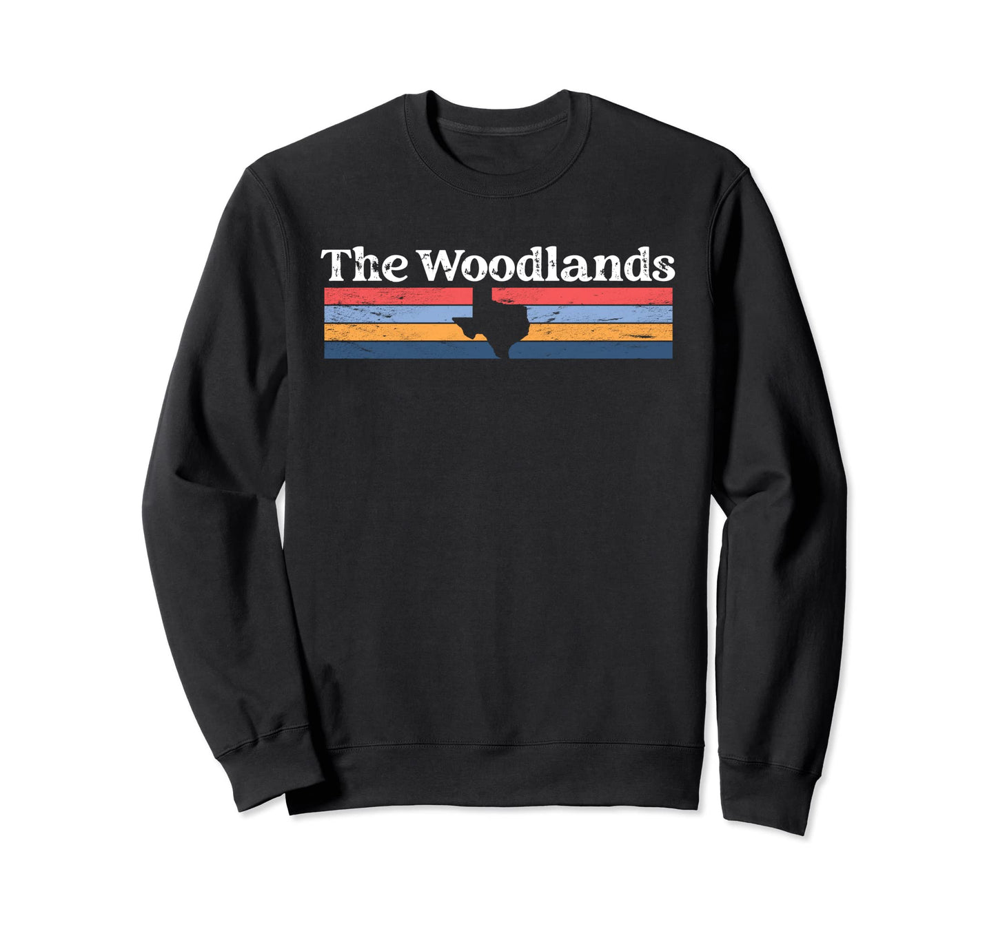 Woodlands Texas Tx Stripes State 70S Sweatshirt - Unique Graphic Men Women - T-Shirt, Sweatshirt, Hoodie