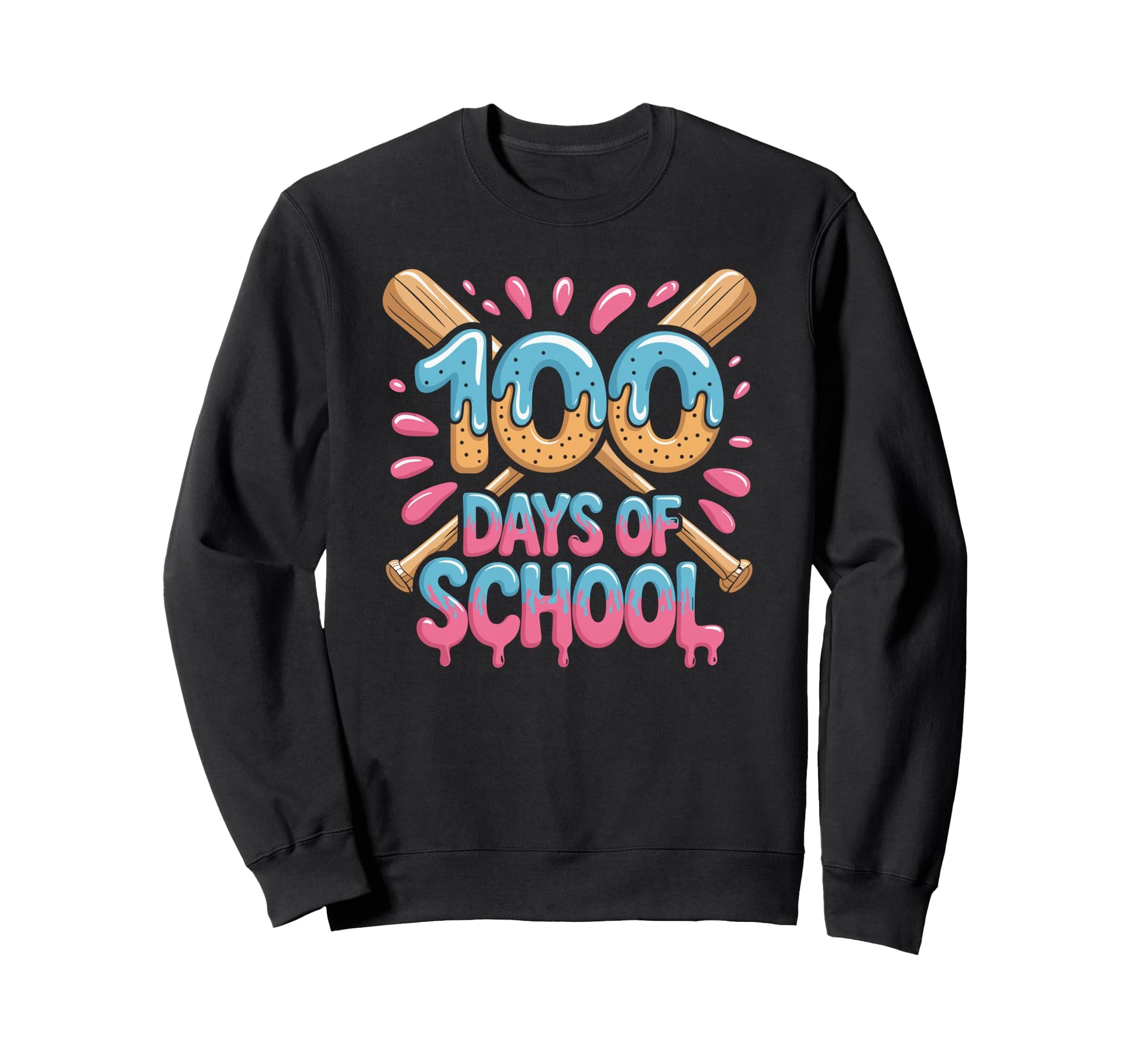 Baseball 100Th Day School Home Run Sweatshirt - Fun Novelty Design Unisex - T-Shirt, Sweatshirt, Hoodie