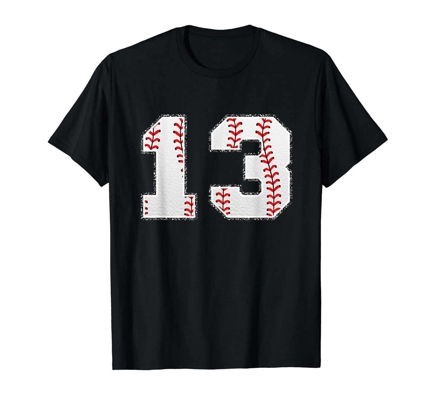 Number 13 Baseball Distressed Number T-Shirt - Minimalist Print Men Women - T-Shirt, Sweatshirt, Hoodie