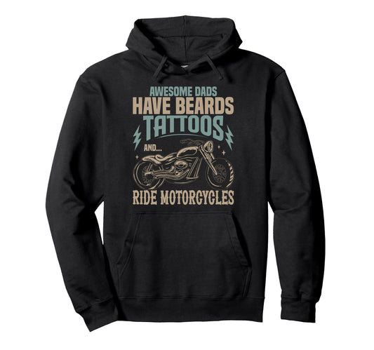 Awesome Biker Dad Tattoos Hoodie - Fun Novelty Design for Adults - T-Shirt, Sweatshirt, Hoodie