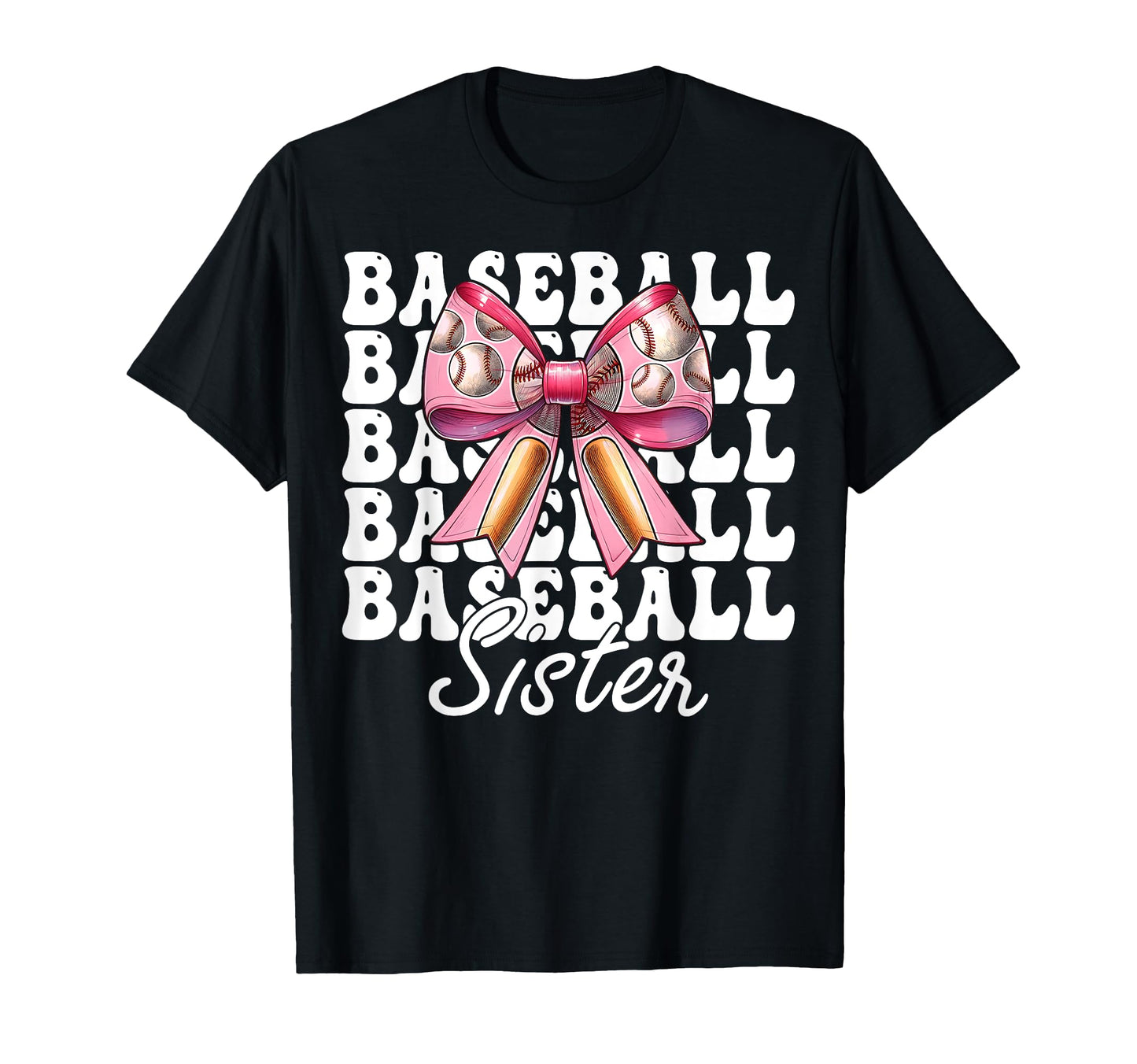 Baseball Sister Baseball Coquette Bow T-Shirt - Trendy Graphic for Adults - T-Shirt, Sweatshirt, Hoodie