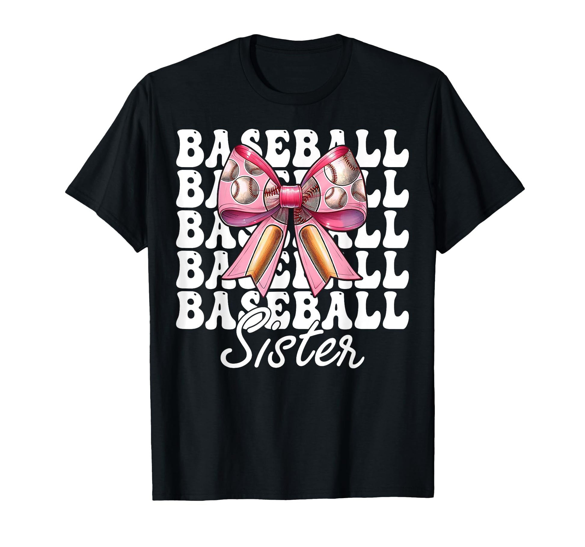 Baseball Sister Baseball Coquette Bow T-Shirt - Trendy Graphic for Adults - T-Shirt, Sweatshirt, Hoodie