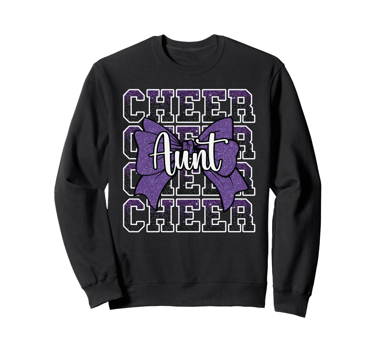 Cheer Aunt Auntie Bow Sport Sweatshirt - Trendy Graphic Men Women - T-Shirt, Sweatshirt, Hoodie