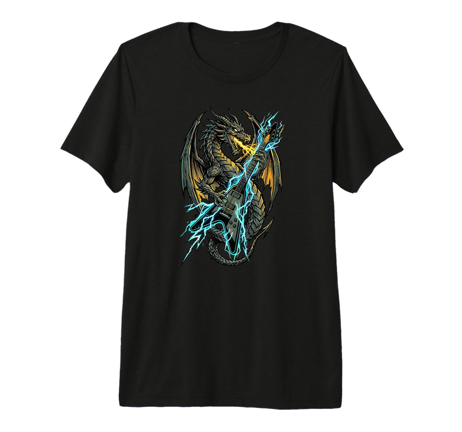 Dragon Playing Electric Guitar Rock And T-Shirt - Streetwear Style Unisex - T-Shirt, Sweatshirt, Hoodie