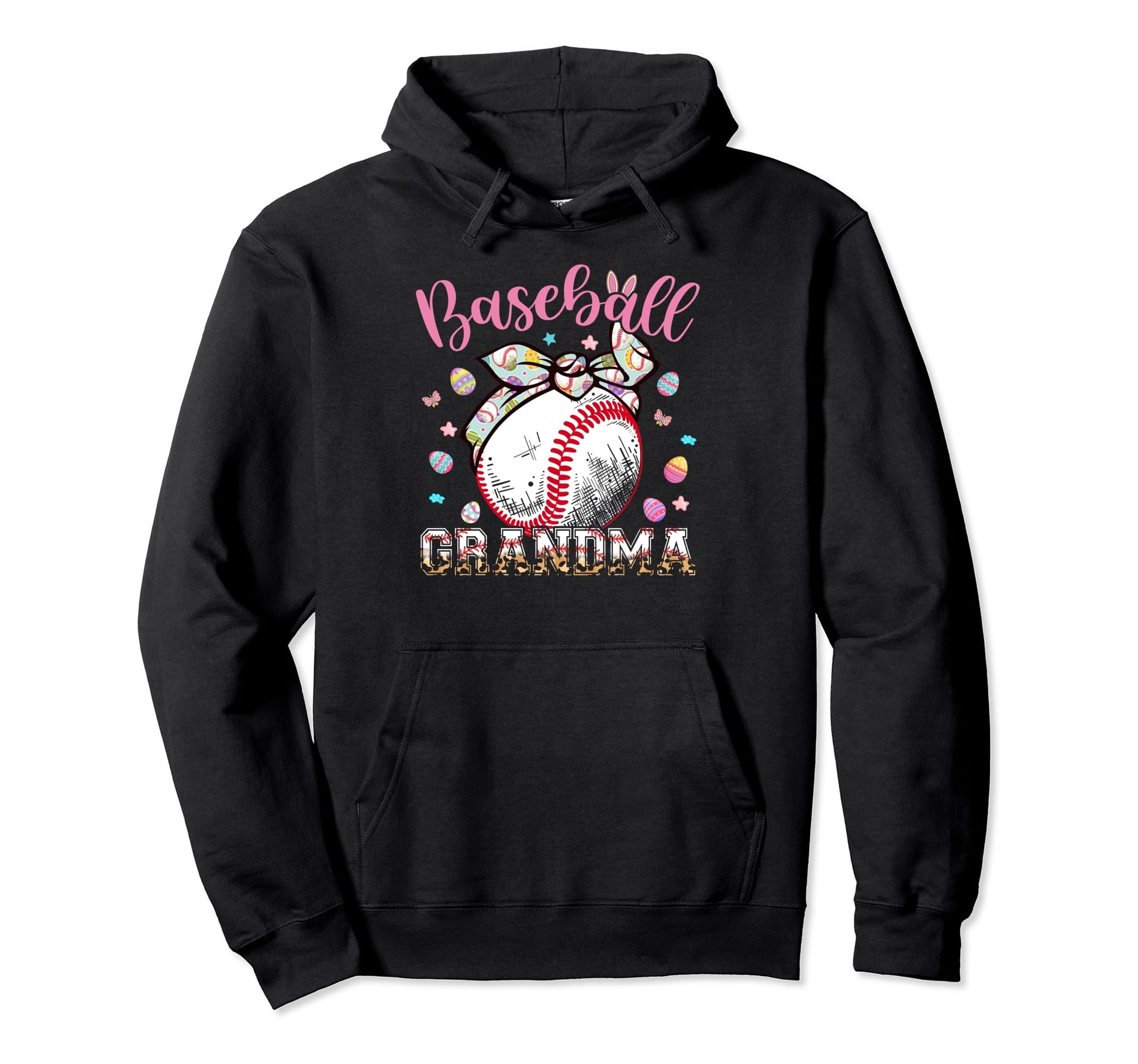 Baseball Grandma Headband Leopard Baseball Hoodie - Unique Graphic Unisex - T-Shirt, Sweatshirt, Hoodie