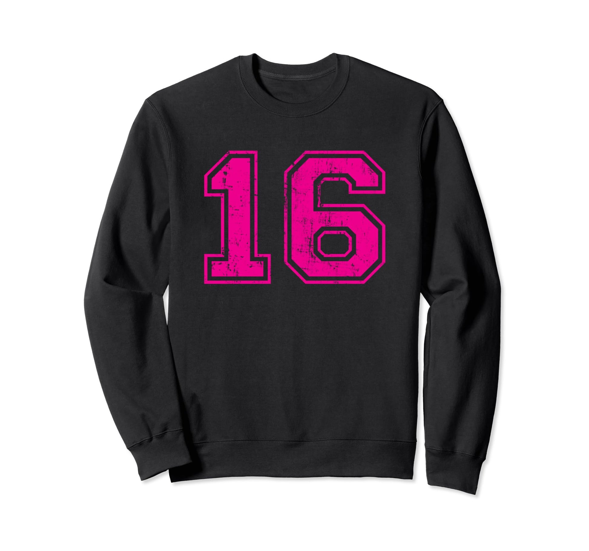 Number 16 Varsity Distressed Sport Sweatshirt - Aesthetic Graphic Unisex - T-Shirt, Sweatshirt, Hoodie