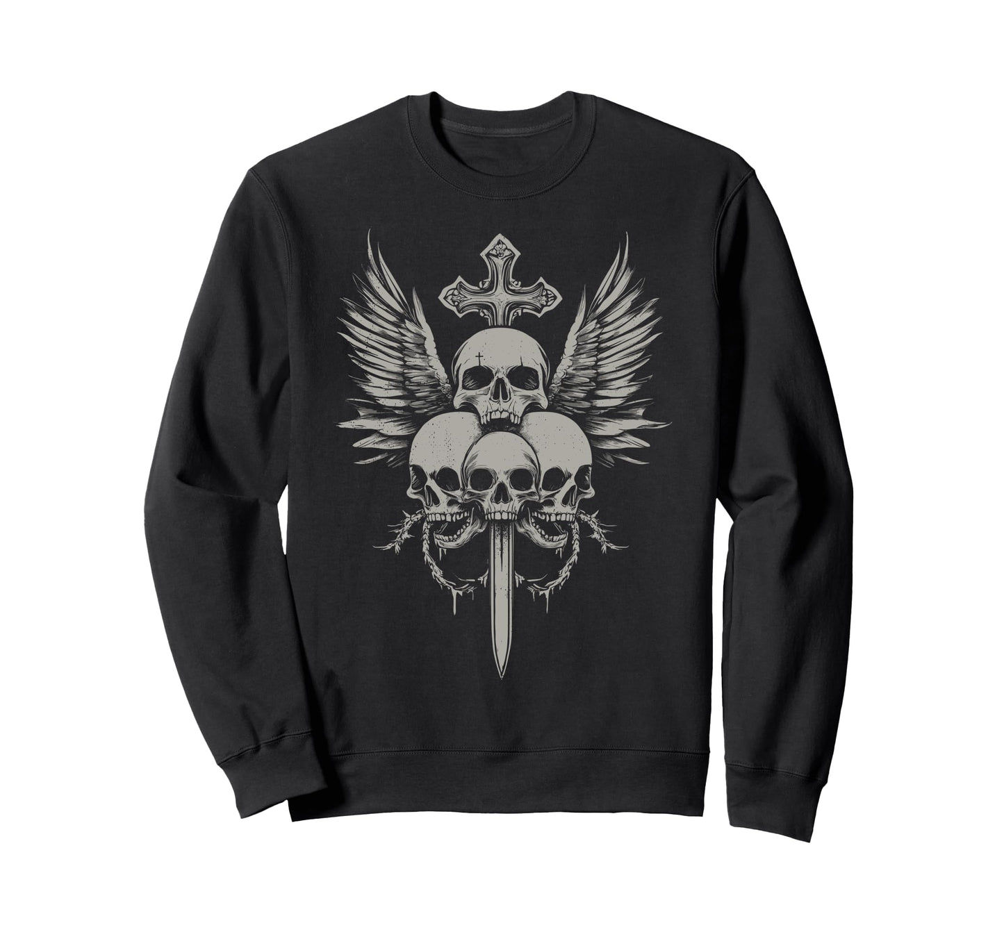 Skull Cross Y2K Grunge Aesthetic Sweatshirt - Aesthetic Graphic Men Women - T-Shirt, Sweatshirt, Hoodie
