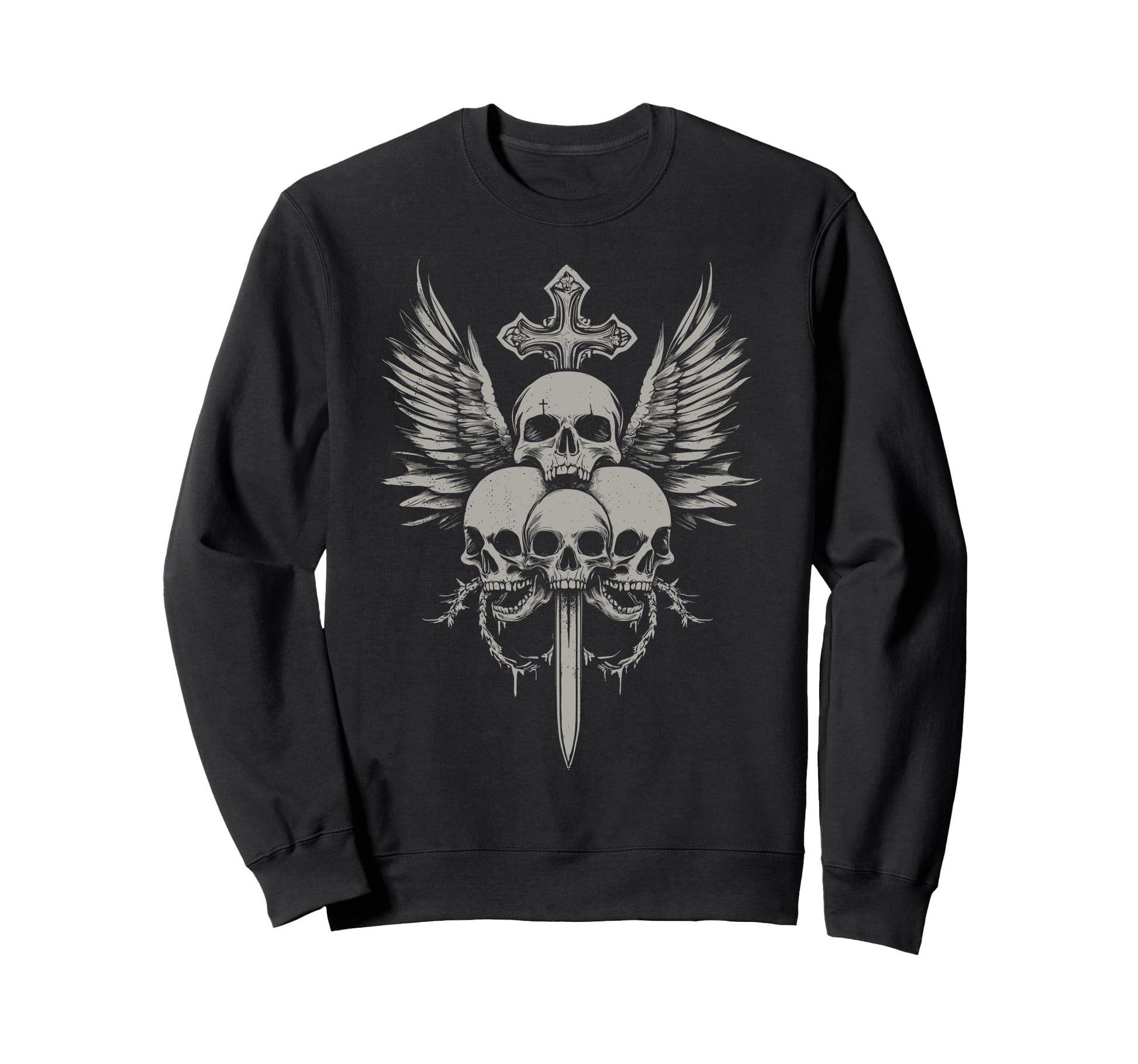 Skull Cross Y2K Grunge Aesthetic Sweatshirt - Aesthetic Graphic Men Women - T-Shirt, Sweatshirt, Hoodie