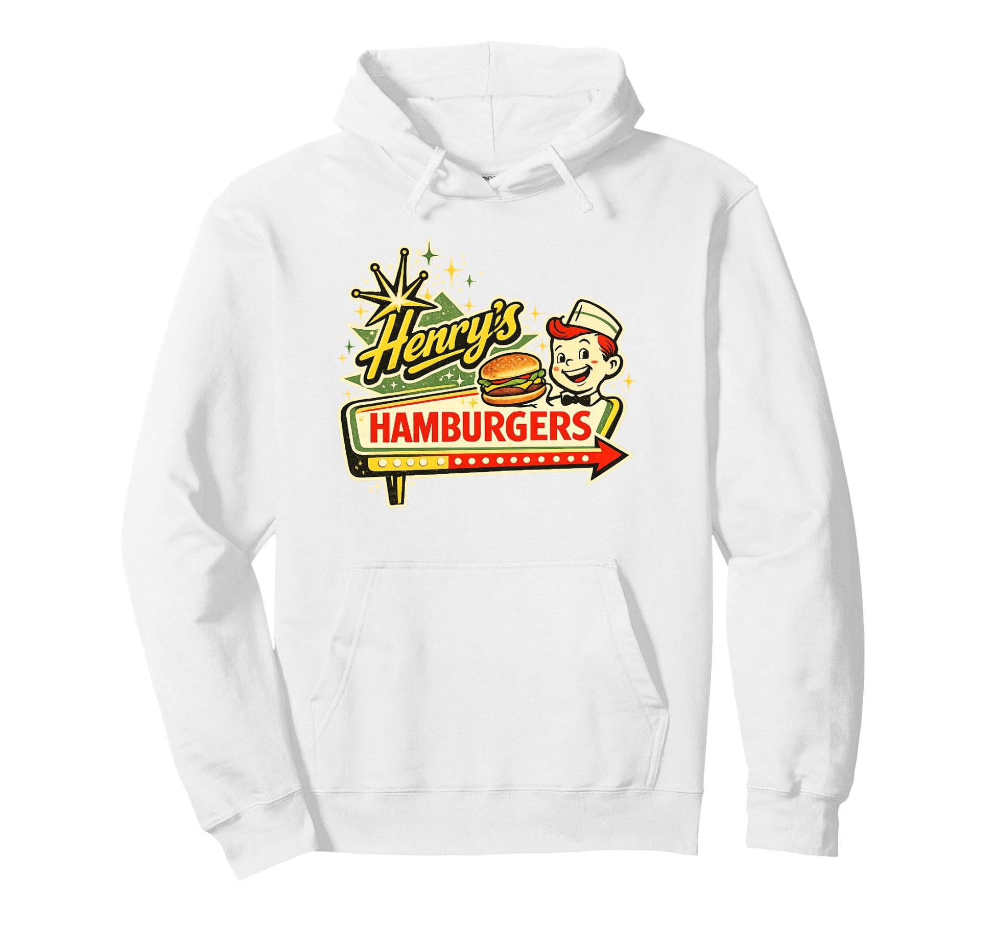 Diner Sign Art Henrys Hamburgers Hoodie - Novelty Apparel Unisex - T-Shirt, Sweatshirt, Hoodie