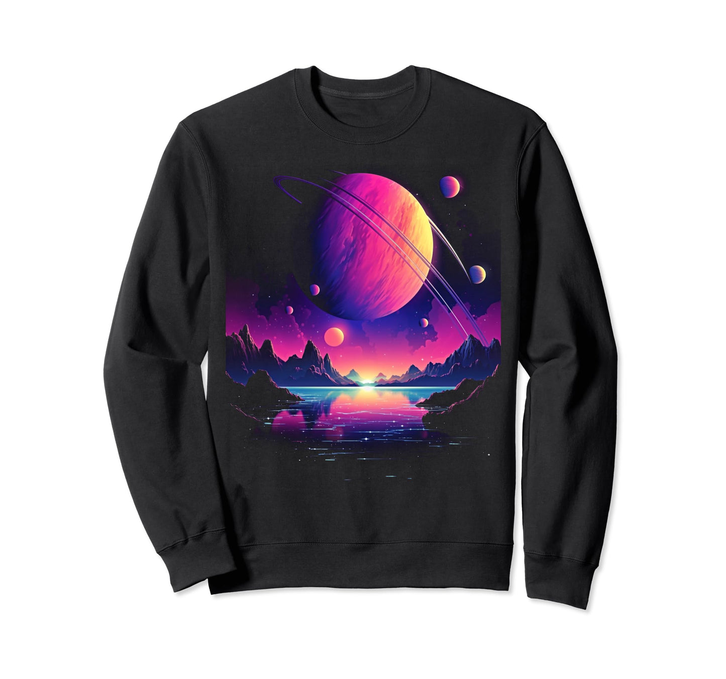 Vaporwave Solar System 80S Sweatshirt - Trendy Graphic for Adults - T-Shirt, Sweatshirt, Hoodie