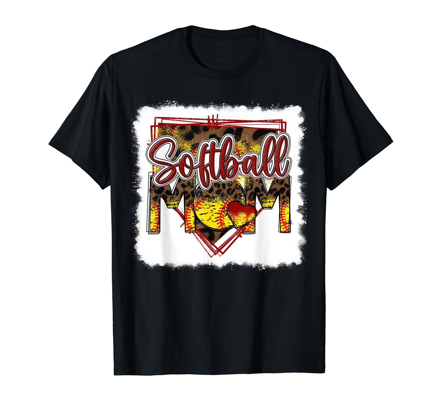 Bleached Softball Mom Leopard Funny T-Shirt - Unique Graphic for Adults - T-Shirt, Sweatshirt, Hoodie