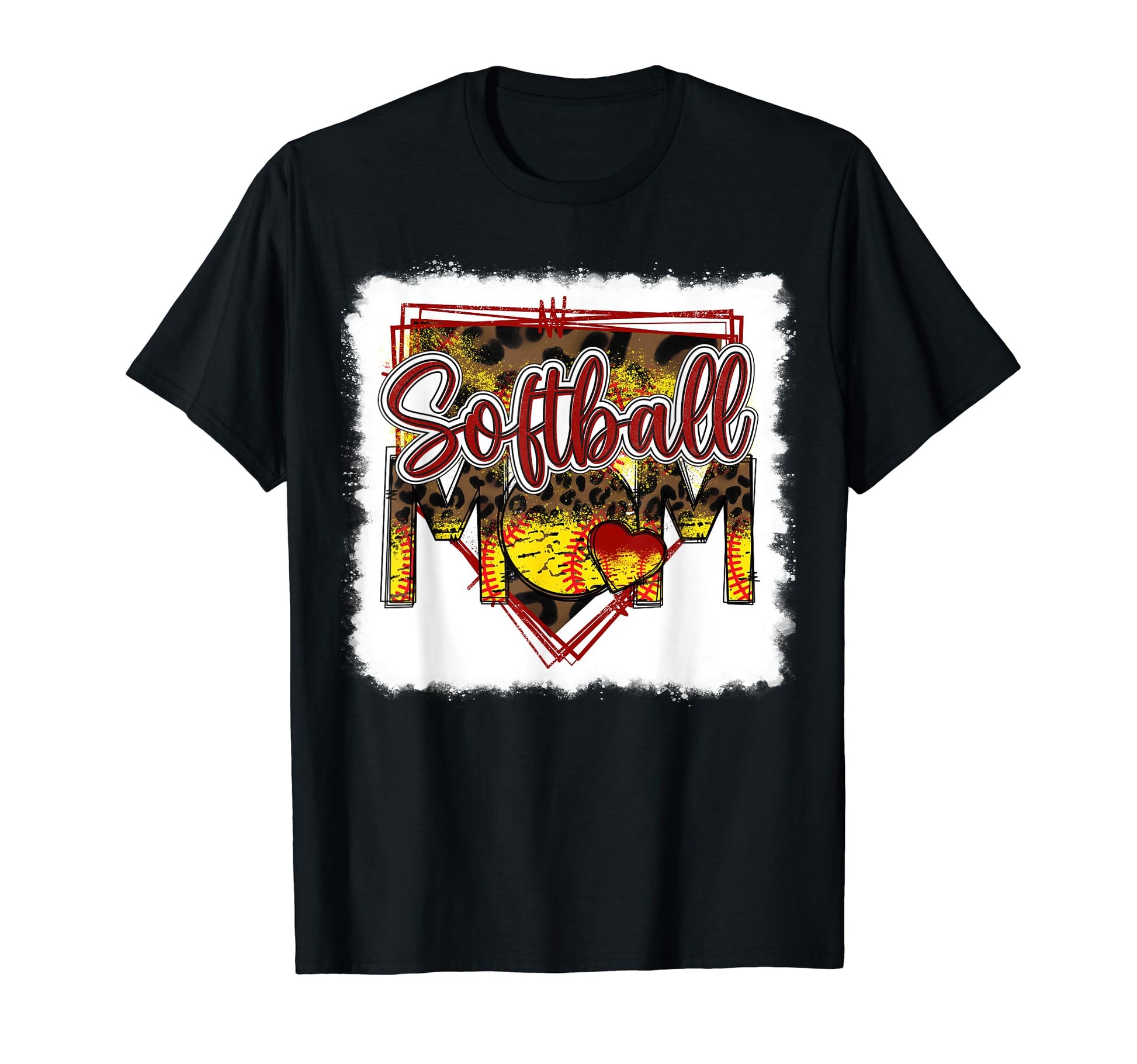 Bleached Softball Mom Leopard Funny T-Shirt - Unique Graphic for Adults - T-Shirt, Sweatshirt, Hoodie