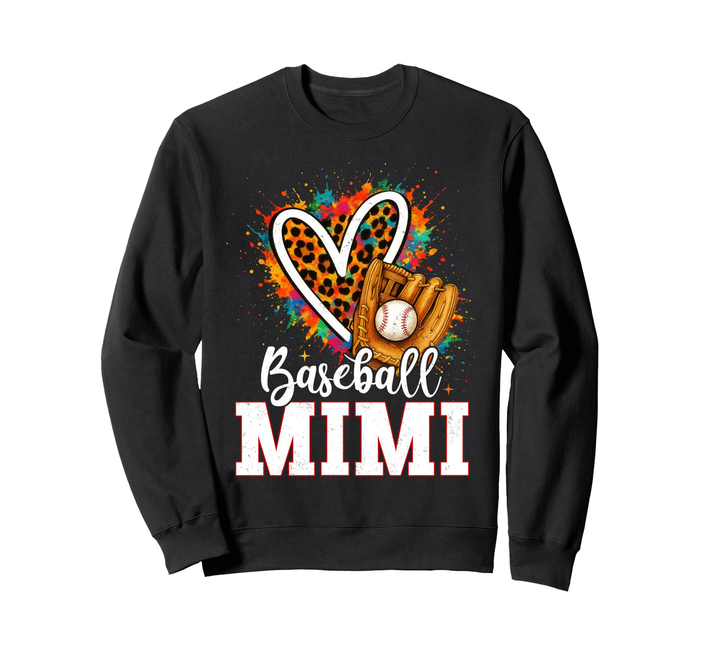 Baseball Mimi Leopard Heart Sweatshirt - Casual Everyday Wear for Adults - T-Shirt, Sweatshirt, Hoodie