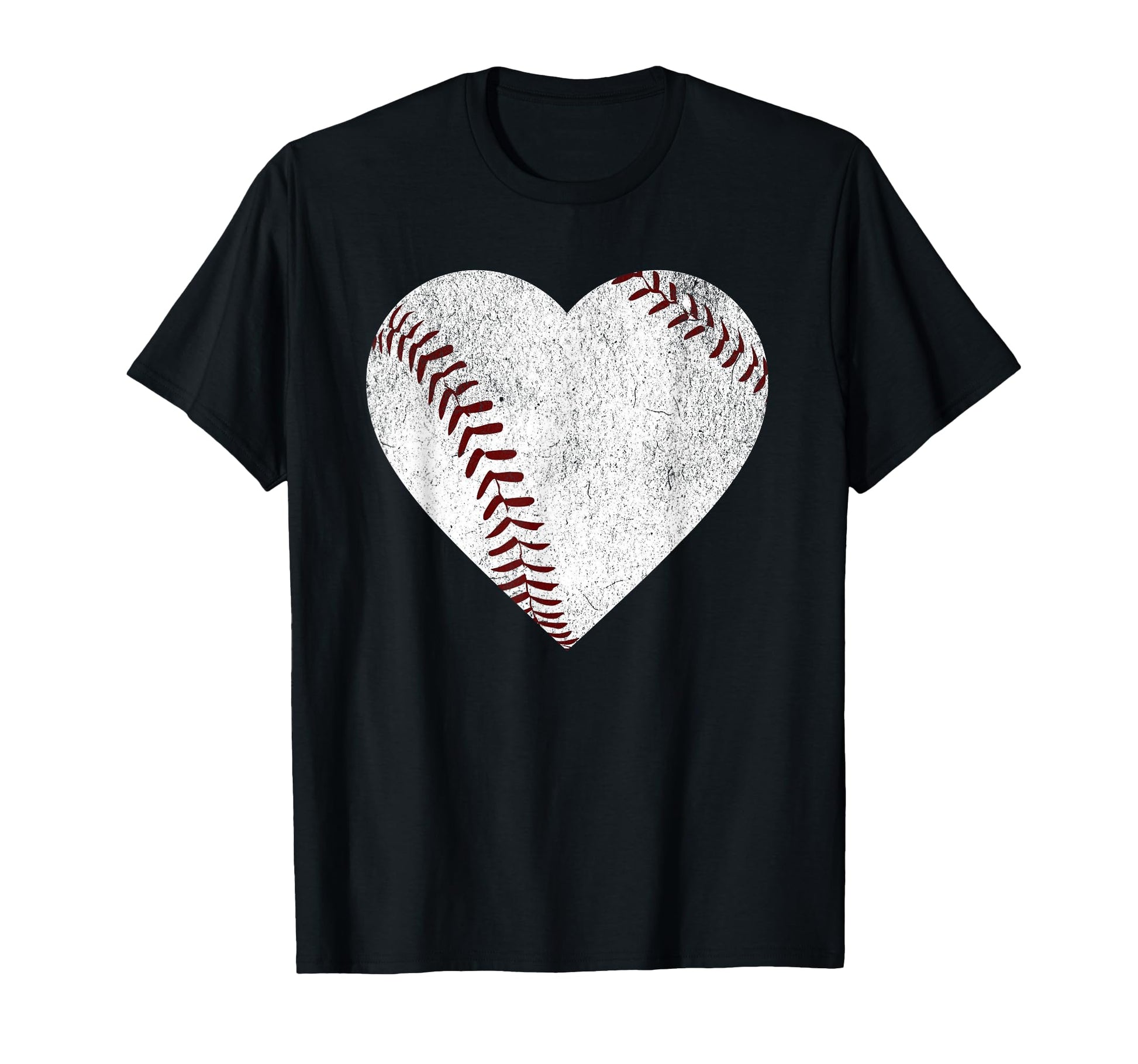 Distressed Baseball Heart Baseball T-Shirt - Fun Novelty Design for Adults - T-Shirt, Sweatshirt, Hoodie