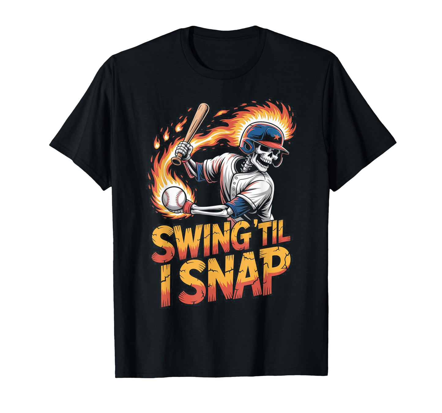 Comic Undead Baseball Skeleton Bold T-Shirt - Custom Art Print Men Women - T-Shirt, Sweatshirt, Hoodie