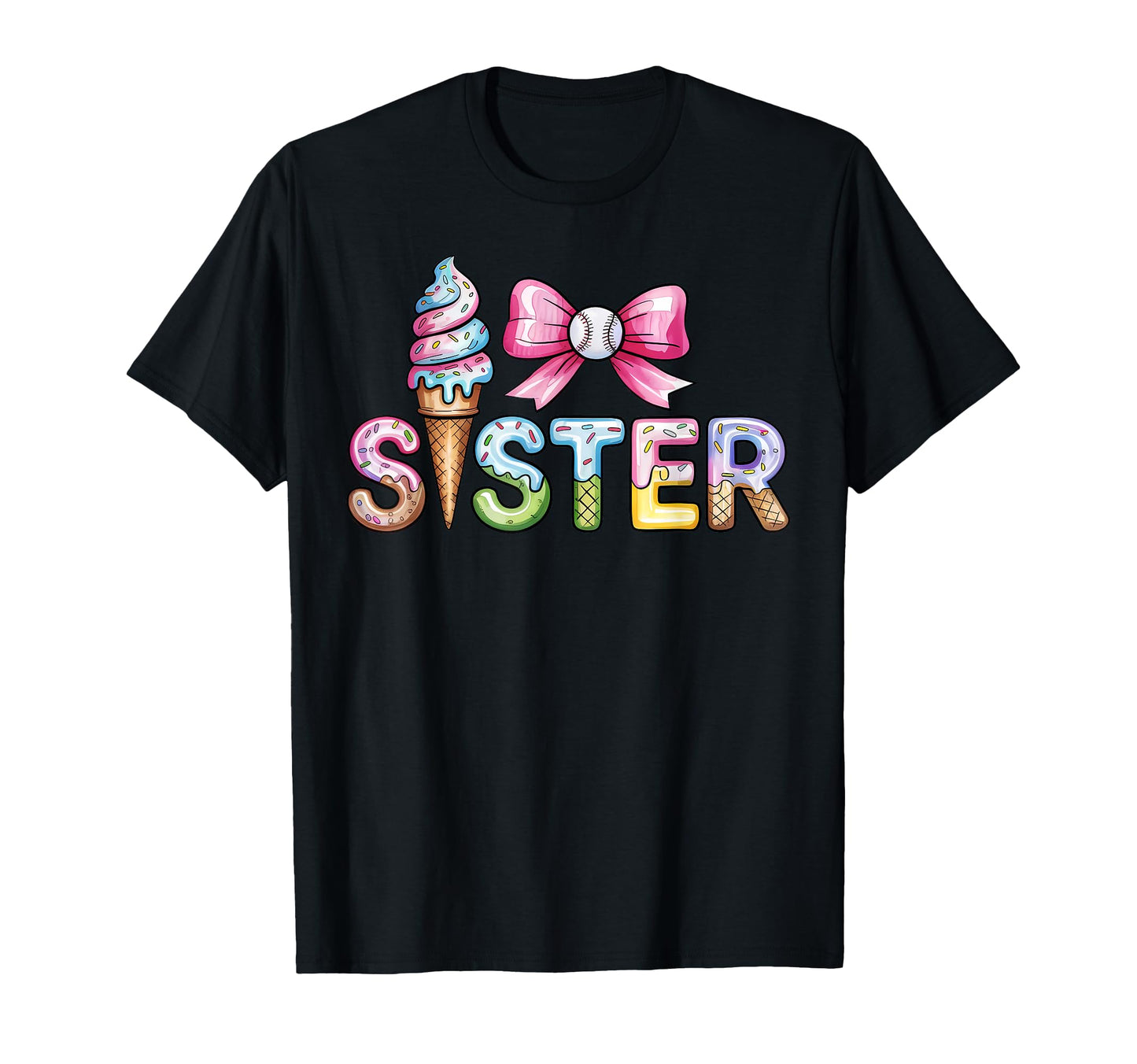 Baseball Sister Ice Cream Drip Coquette T-Shirt - Custom Art Print Unisex - T-Shirt, Sweatshirt, Hoodie