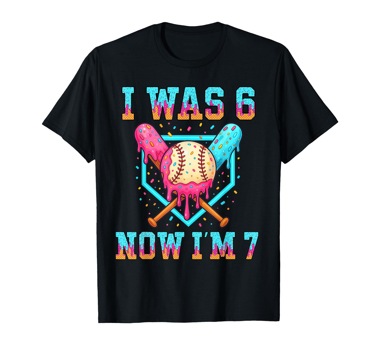 I Was 6 Now Im 7 7Th Birthday Ice Cream T-Shirt - Graphic Print Unisex - T-Shirt, Sweatshirt, Hoodie