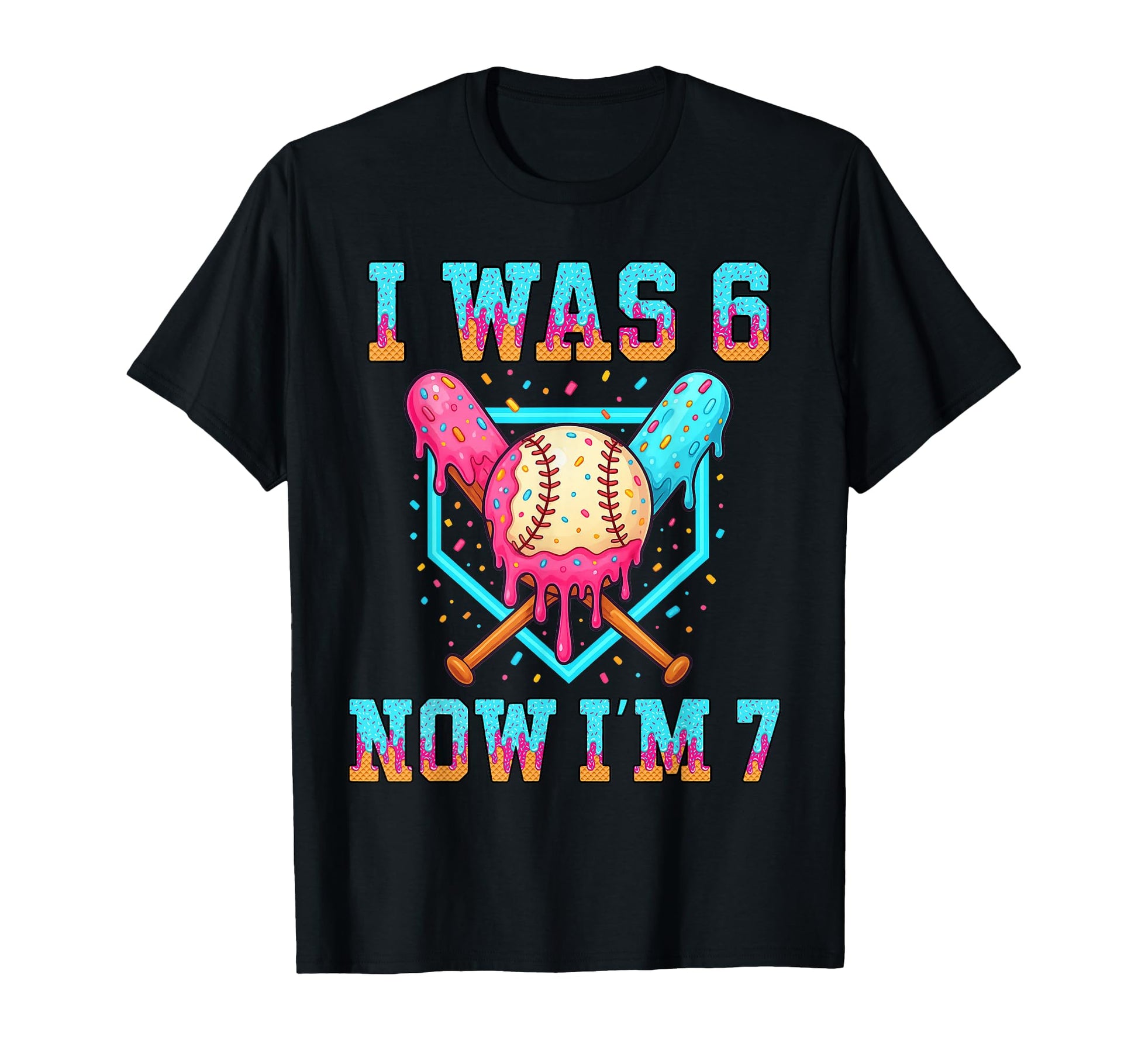 I Was 6 Now Im 7 7Th Birthday Ice Cream T-Shirt - Graphic Print Unisex - T-Shirt, Sweatshirt, Hoodie