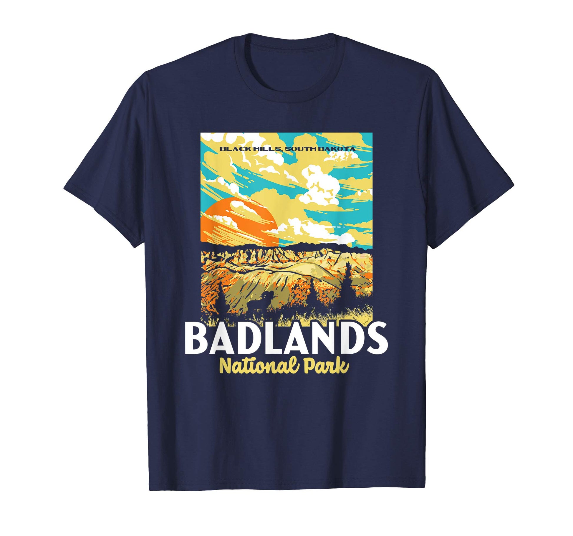 Badlands National Park South Dakota Wpa T-Shirt - Fun Novelty Design Unisex - T-Shirt, Sweatshirt, Hoodie