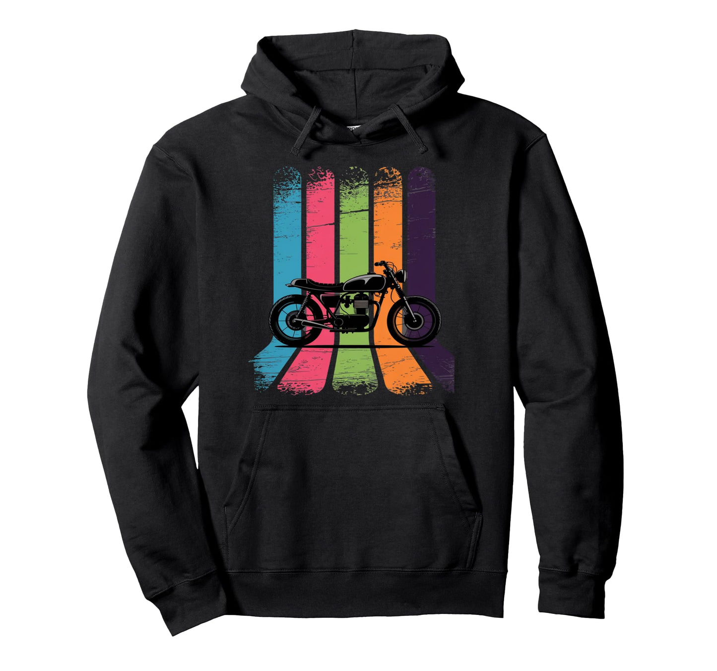 Vibrant Motorcycle Rainbow Stripes Hoodie - Aesthetic Graphic Men Women - T-Shirt, Sweatshirt, Hoodie