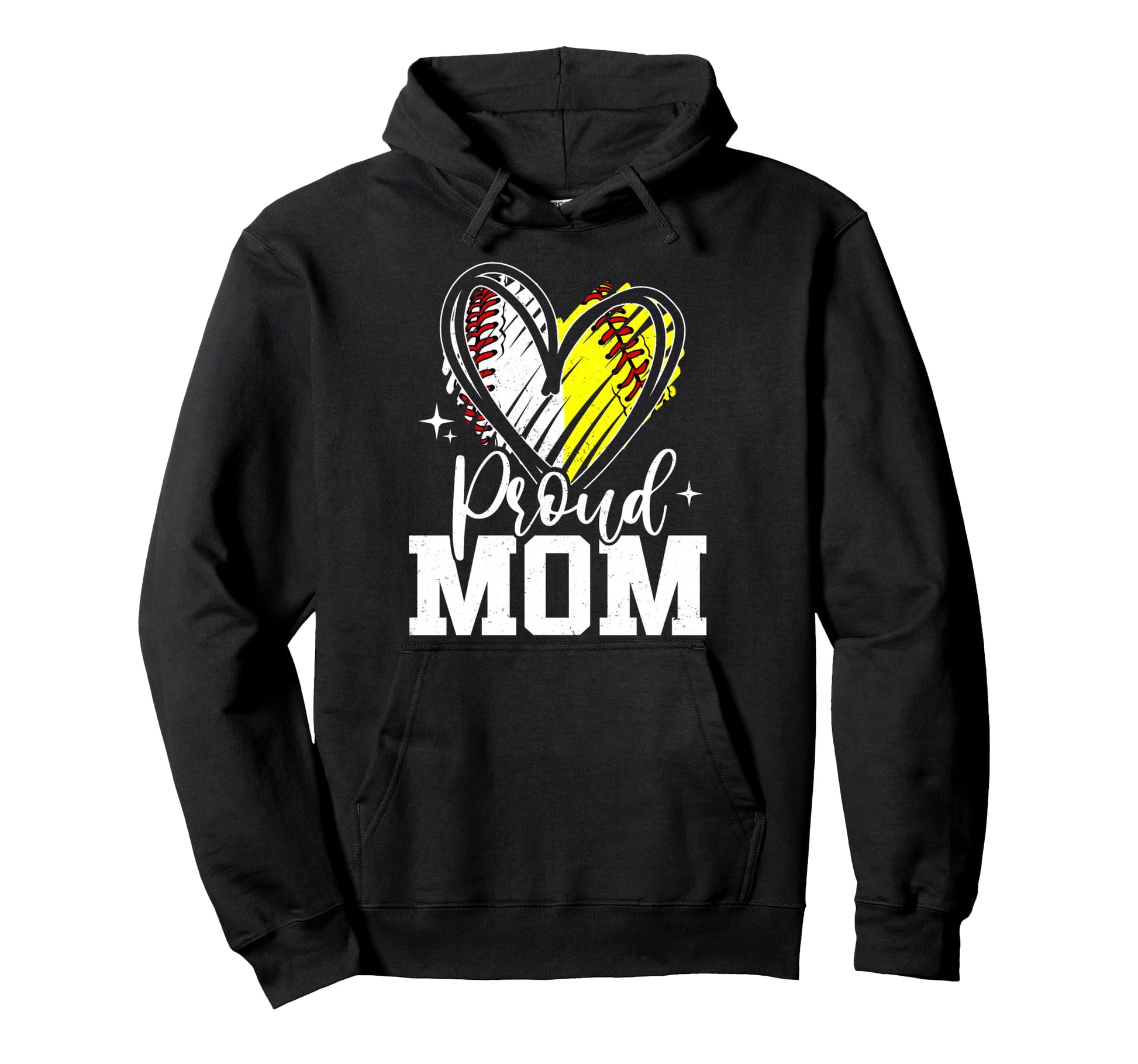 Proud Mom Baseball Softball Heart Mom Hoodie - Streetwear Style Men Women - T-Shirt, Sweatshirt, Hoodie