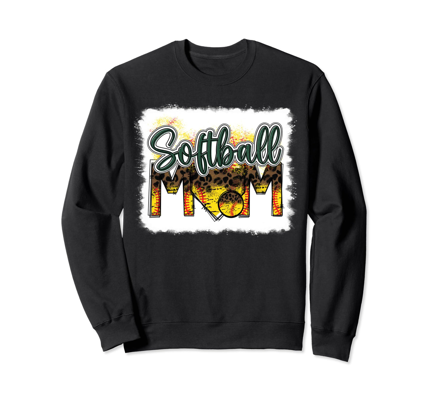 Bleached Softball Mom Leopard Funny Sweatshirt - Minimalist Print Unisex - T-Shirt, Sweatshirt, Hoodie