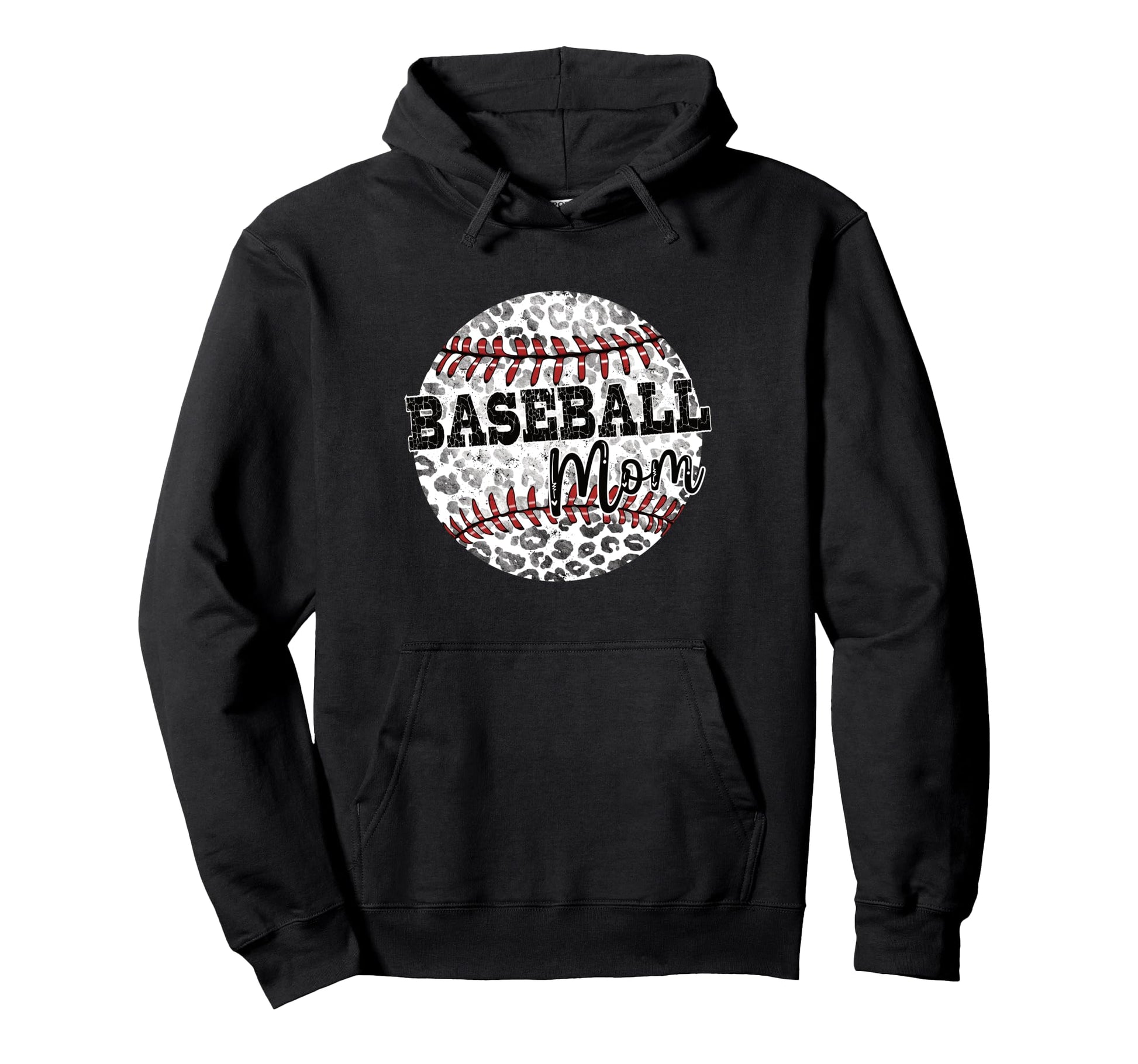 Leopard Baseball Mom Distressed Sports Hoodie - Minimalist Print Men Women - T-Shirt, Sweatshirt, Hoodie