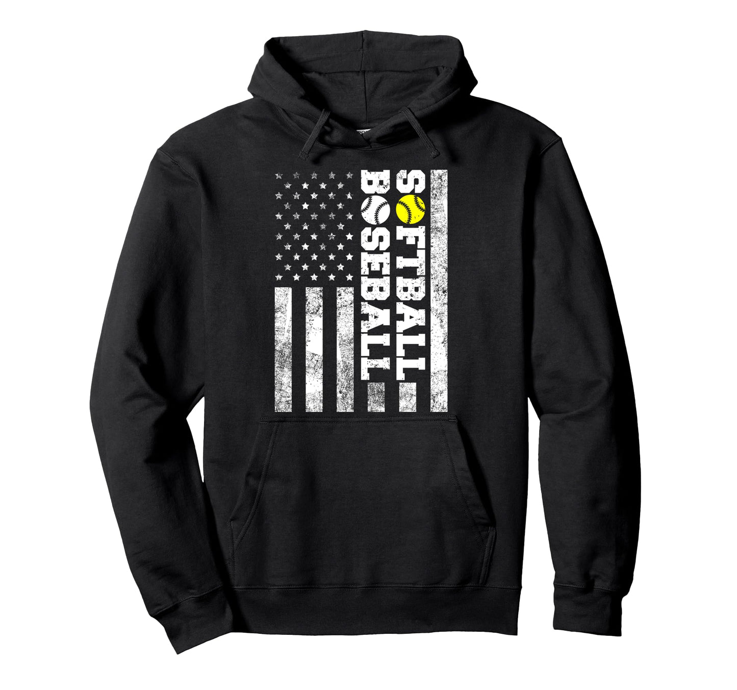 American Distressed Flag Funny Baseball Hoodie - Custom Art Print Unisex - T-Shirt, Sweatshirt, Hoodie